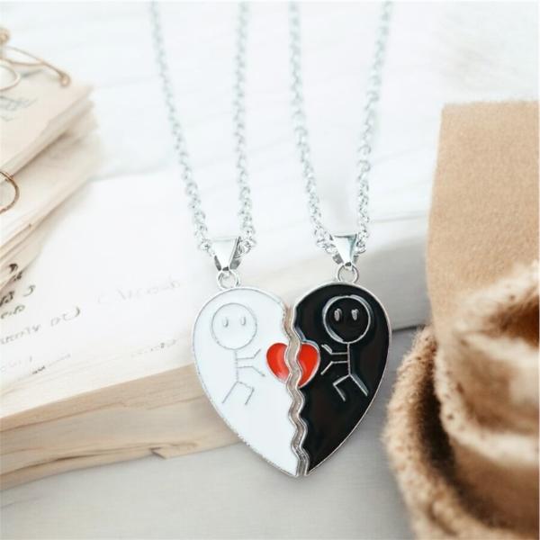 2 Pcs/Set Best Friends Heart-Shaped Necklace 