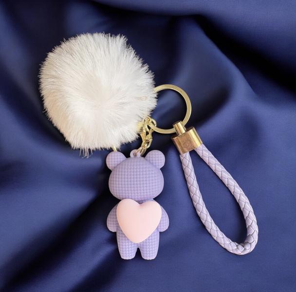1pc Teddy Keychain ~ purple 