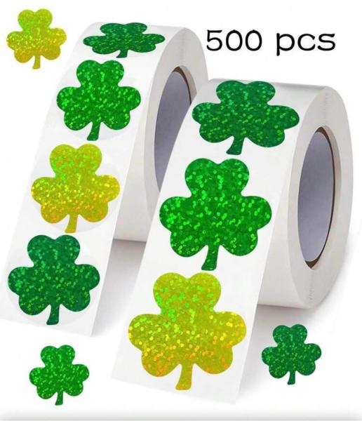 500pcs Roll Shamrock ☘️ Stickers