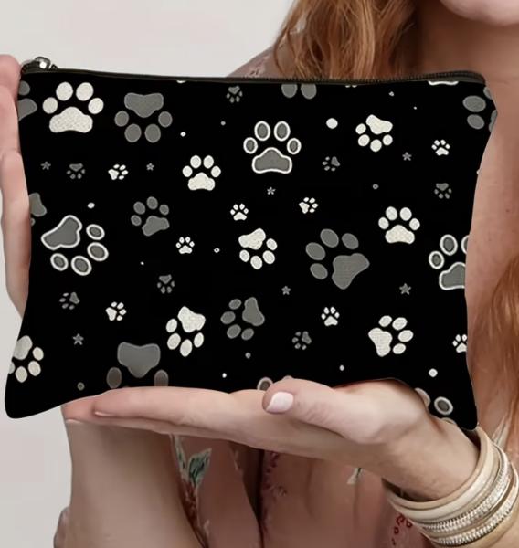 1pc Paw 🐾 Print Pattern Cosmetic Bag