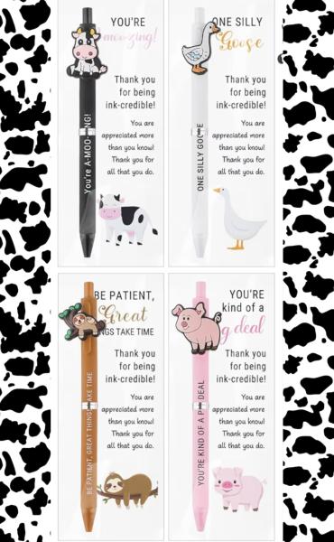 2pc Funny Animal Inspirational Card & Pen Set