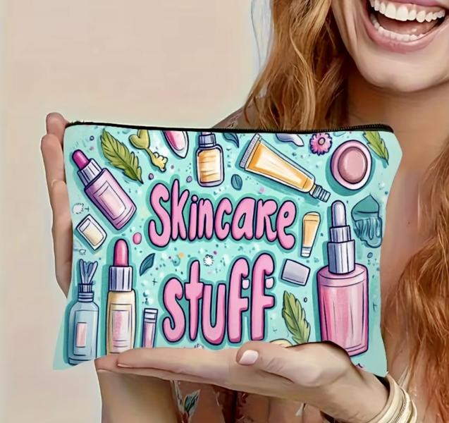 1pc “Skincare Stuff” Cosmetic Bag