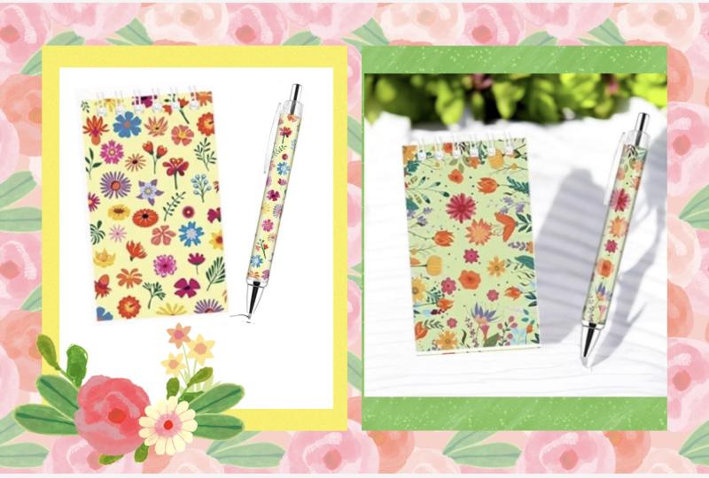 2pcs Floral Pen & Notebook Set