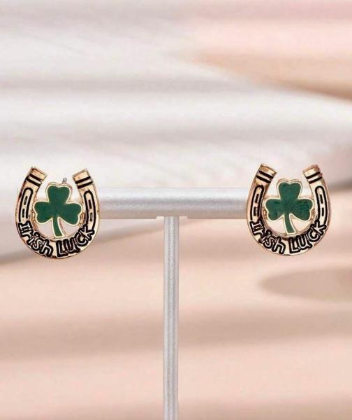 1 Pair Clover Horseshoe Earrings 